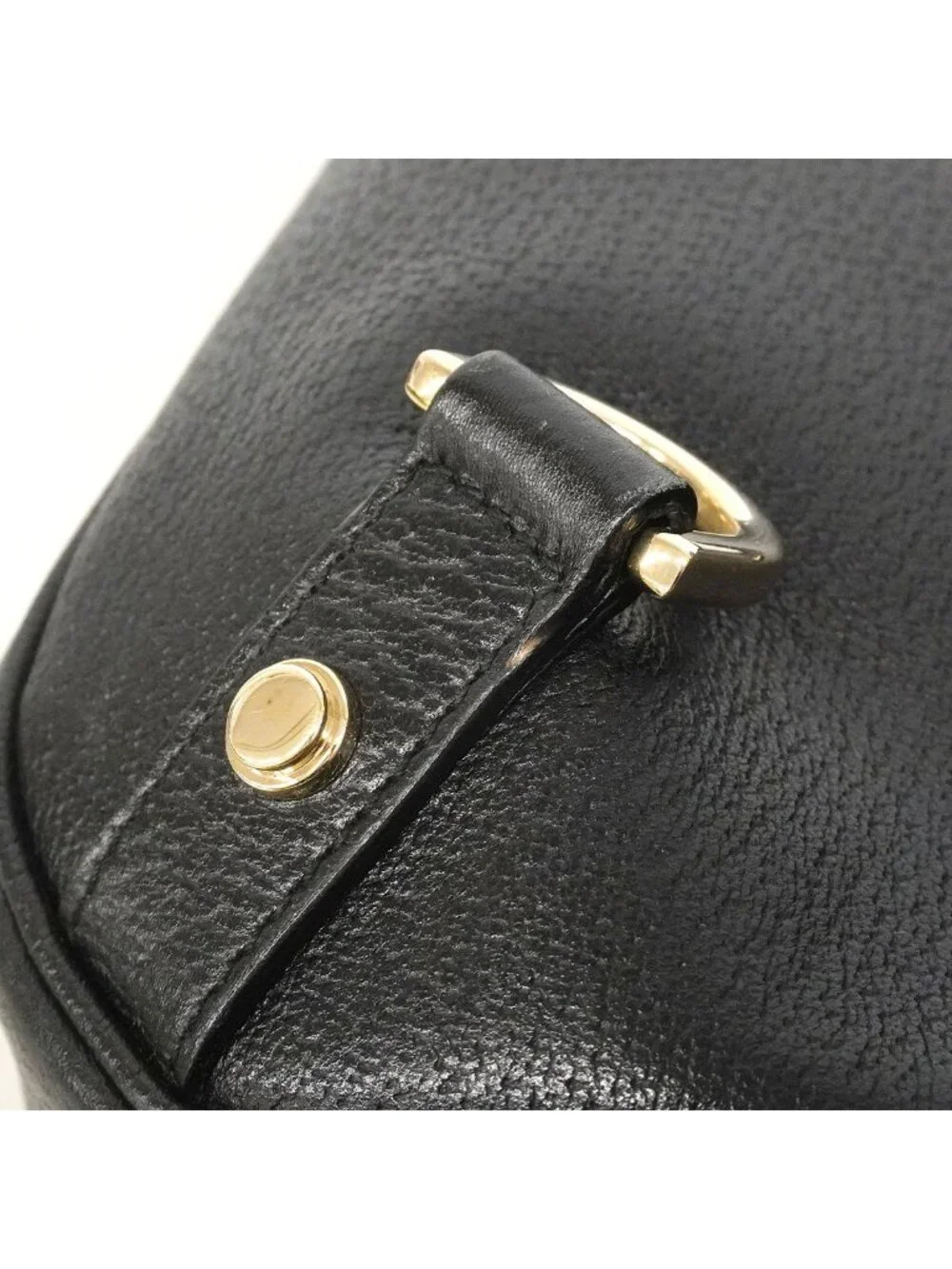 Gucci Shoulder Bag Abbey Leather Black Champagne Gold